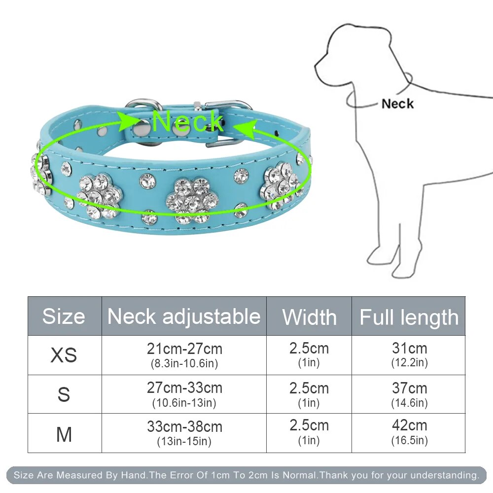 Rhinestone Adjustable Leather Collar