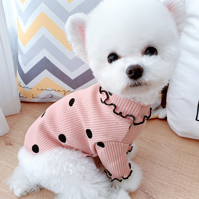 Polka dot turtleneck dog shirt