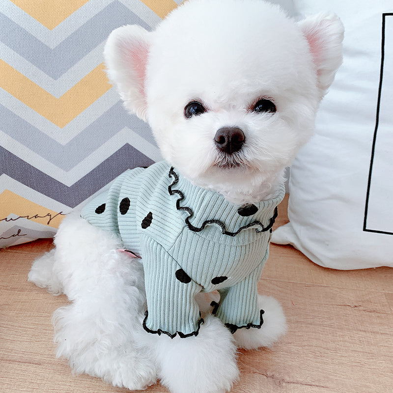 Polka dot turtleneck dog shirt