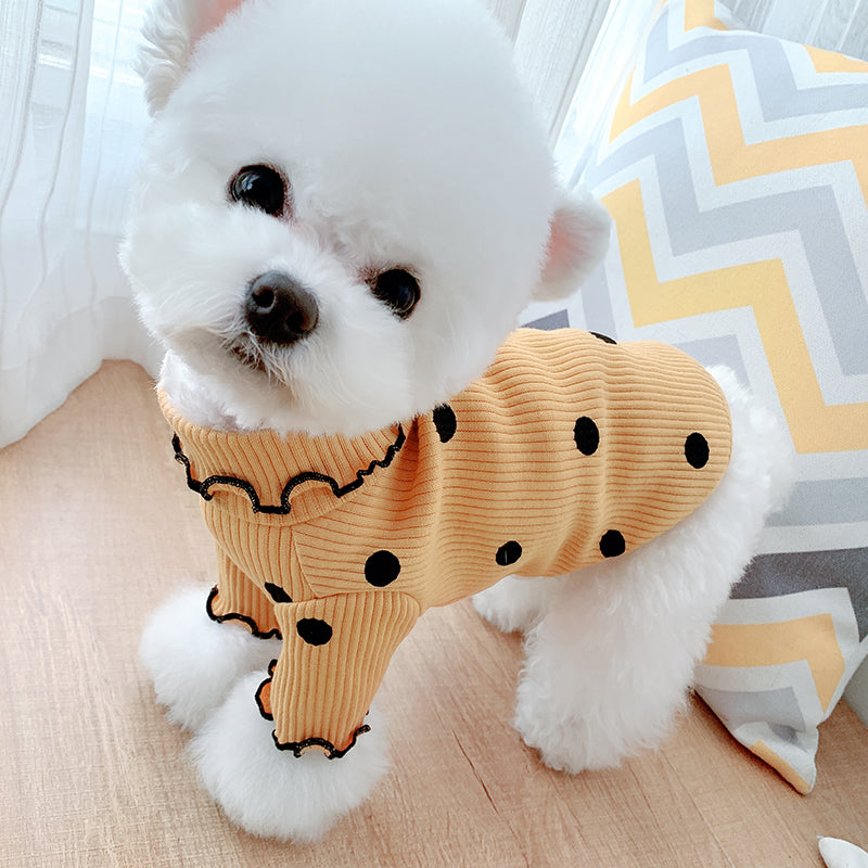 Polka dot turtleneck dog shirt