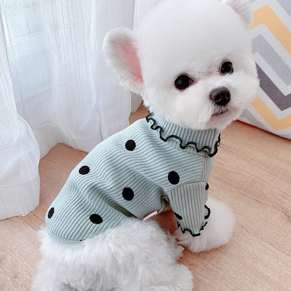 Polka dot turtleneck dog shirt