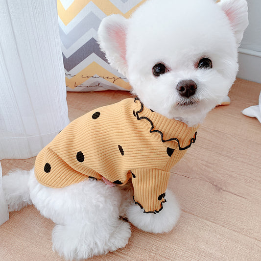 Polka dot turtleneck dog shirt