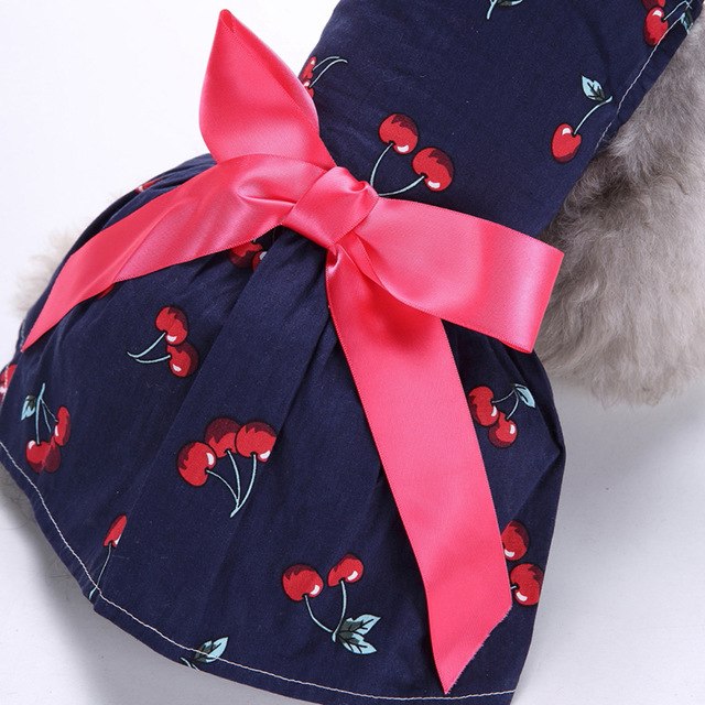 Cute Girly Cherry Pet Dog Dress Vest Skirt for