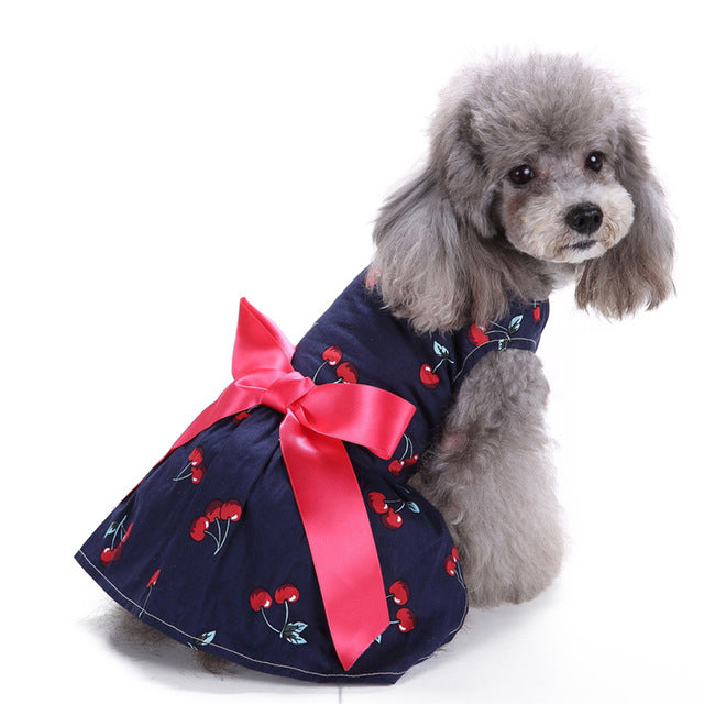 Cute Girly Cherry Pet Dog Dress Vest Skirt for