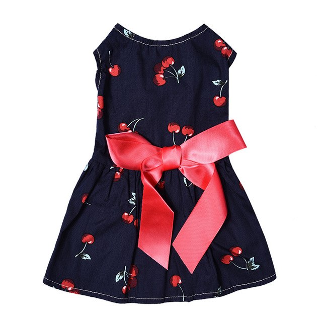 Cute Girly Cherry Pet Dog Dress Vest Skirt for