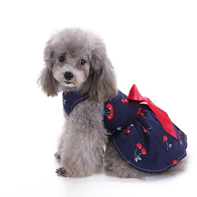 Cute Girly Cherry Pet Dog Dress Vest Skirt for