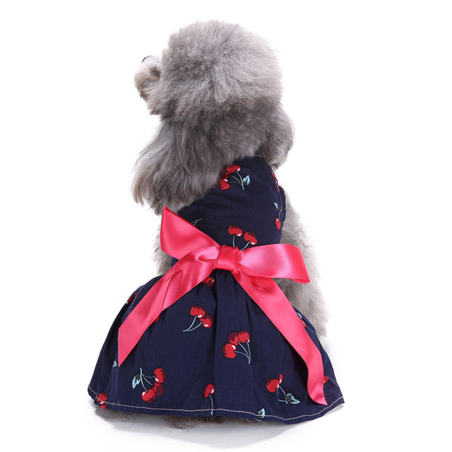 Cute Girly Cherry Pet Dog Dress Vest Skirt for