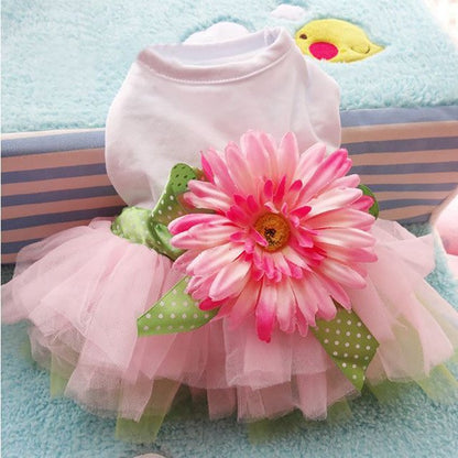 Dog Daisy Gauze Tutu Dress Skirt Pet Dog Cat