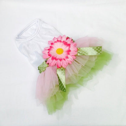 Dog Daisy Gauze Tutu Dress Skirt Pet Dog Cat