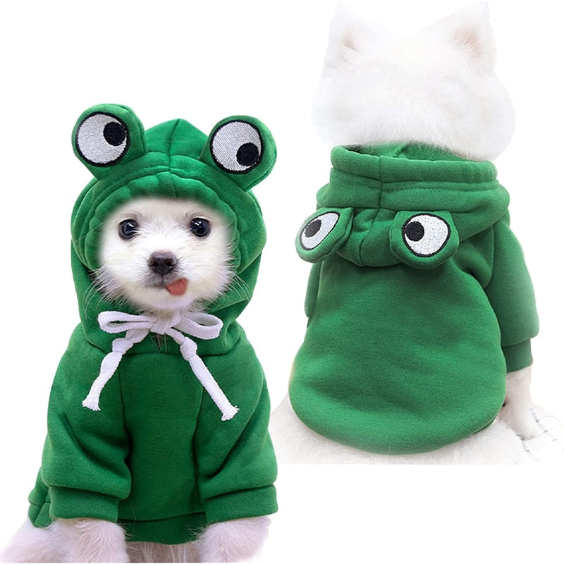 Dog Hoodie- Dog Basic Sweater Coat Cute Frog Shape Warm Winter Jacket