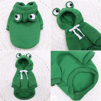 Dog Hoodie- Dog Basic Sweater Coat Cute Frog Shape Warm Winter Jacket