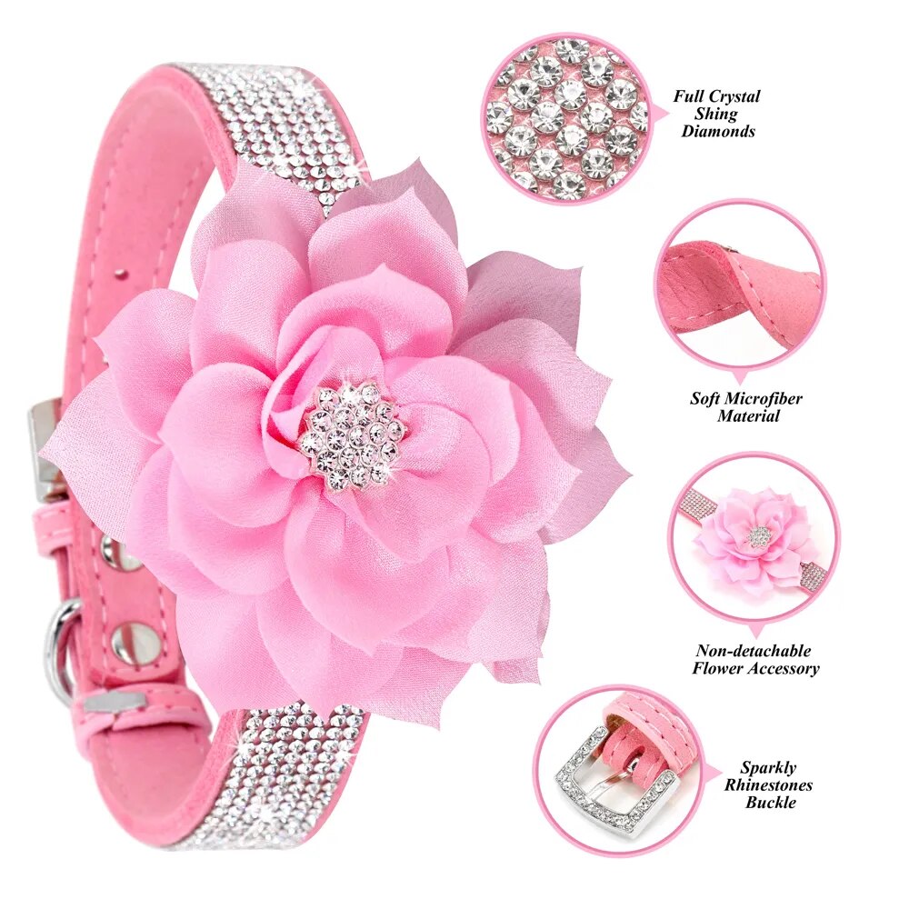 Bling Rhinestone Collar with optional flower