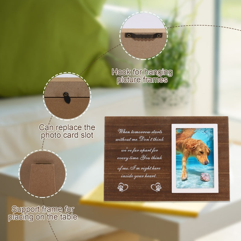 Pet Memorial Frame Wooden Dog Memorial Picture Frame for Loss of Dog