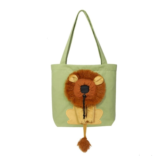 Portable Cat Small Dog Travel Carrier Bag Breathable Cute Lion Design