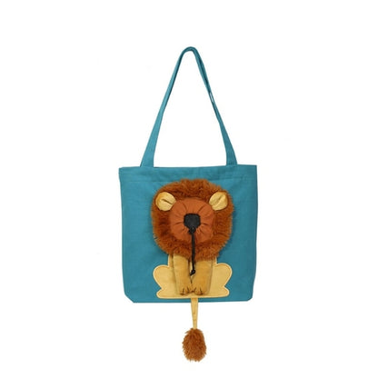 Portable Cat Small Dog Travel Carrier Bag Breathable Cute Lion Design