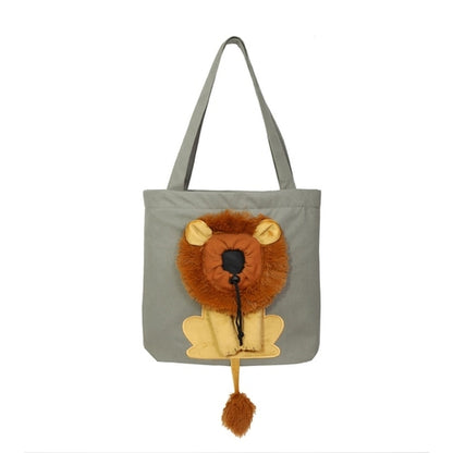 Portable Cat Small Dog Travel Carrier Bag Breathable Cute Lion Design