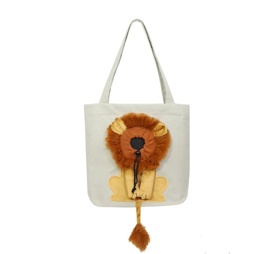 Portable Cat Small Dog Travel Carrier Bag Breathable Cute Lion Design