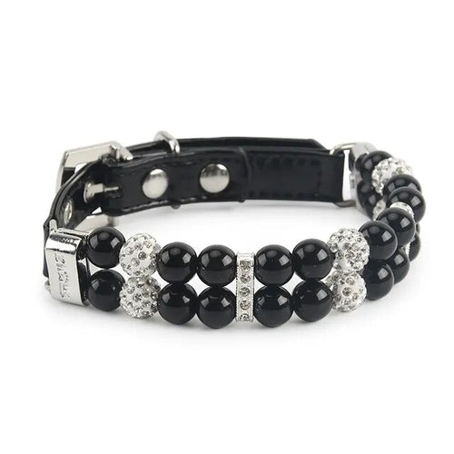 Artificial Pearl Collar with Rhinestone & PU Leather for dogs or cats