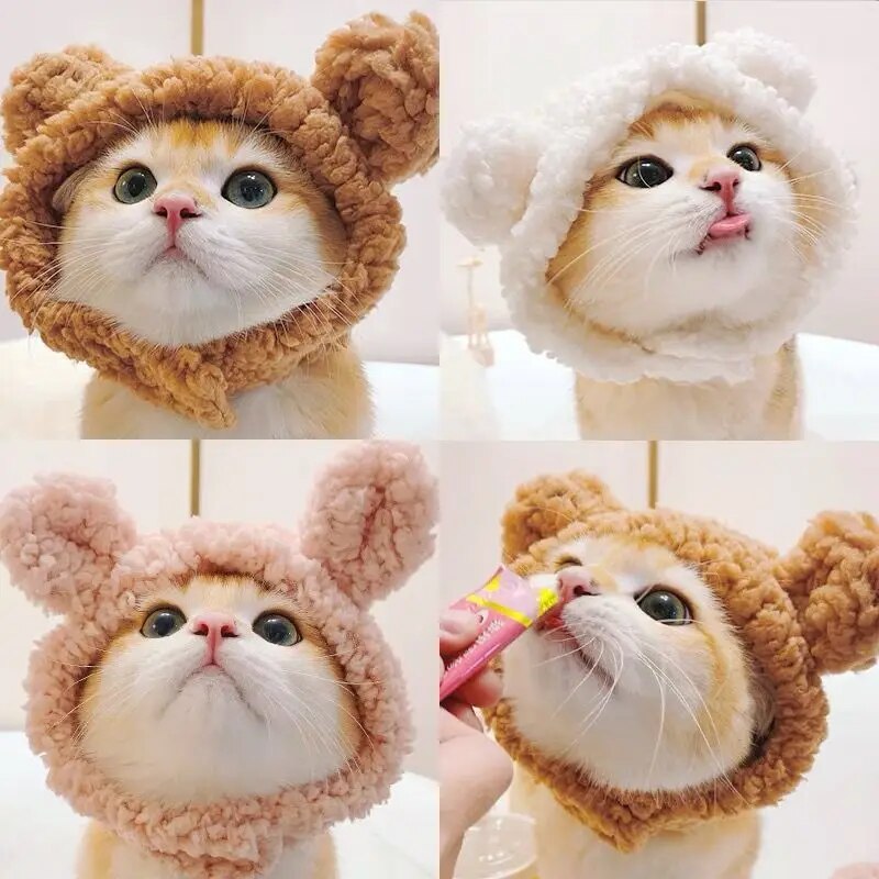 Cute Plush Bear Cat/Dog Cap Dress Up Headgear