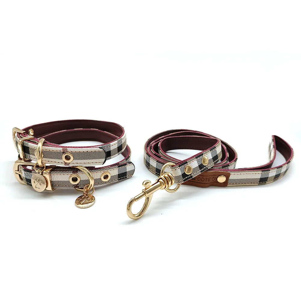 Plaid Print Collar & Leash Set