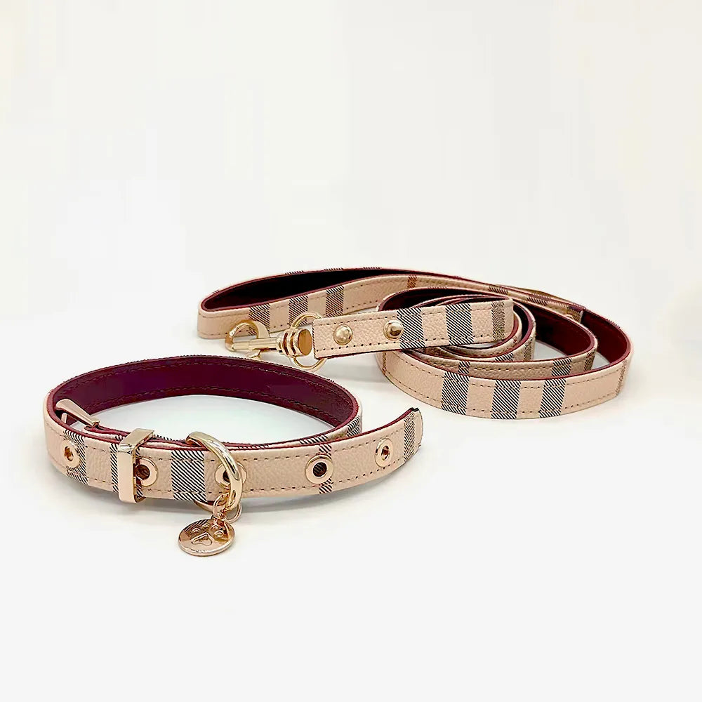 Plaid Print Collar & Leash Set