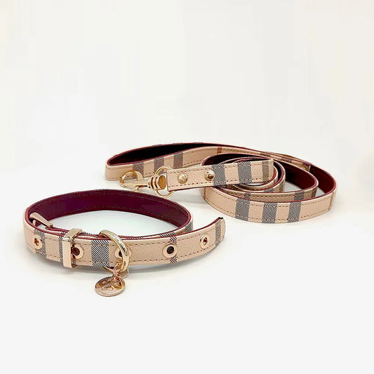 Plaid Print Collar & Leash Set