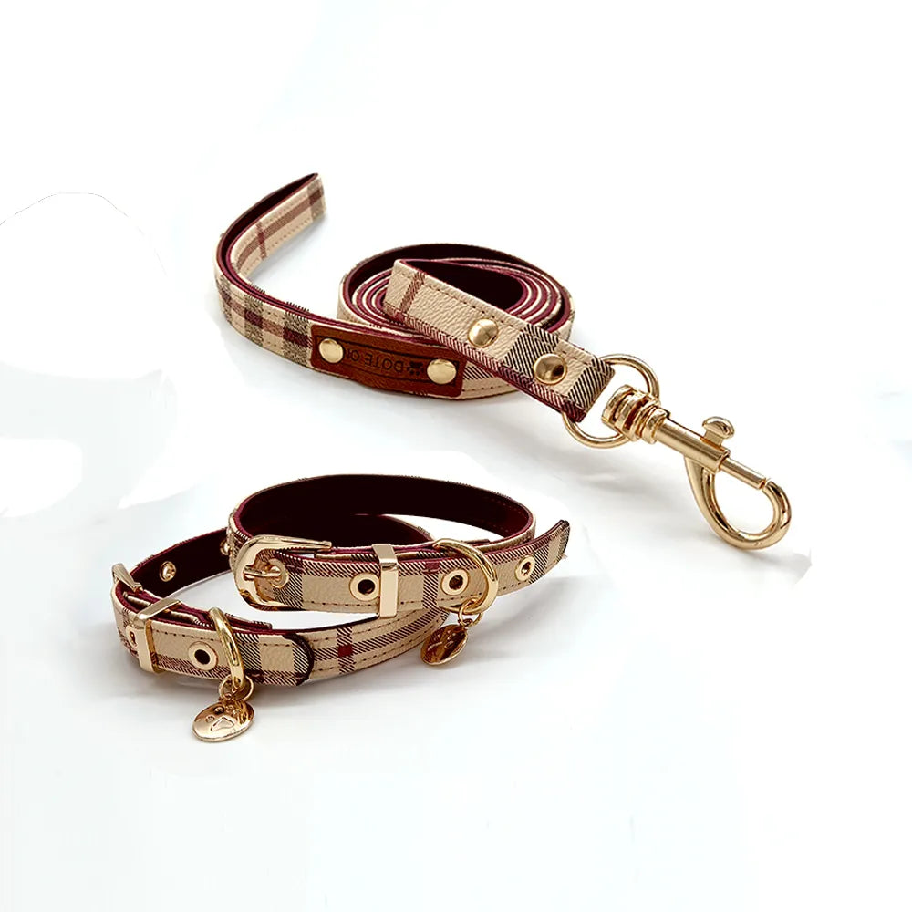 Plaid Print Collar & Leash Set