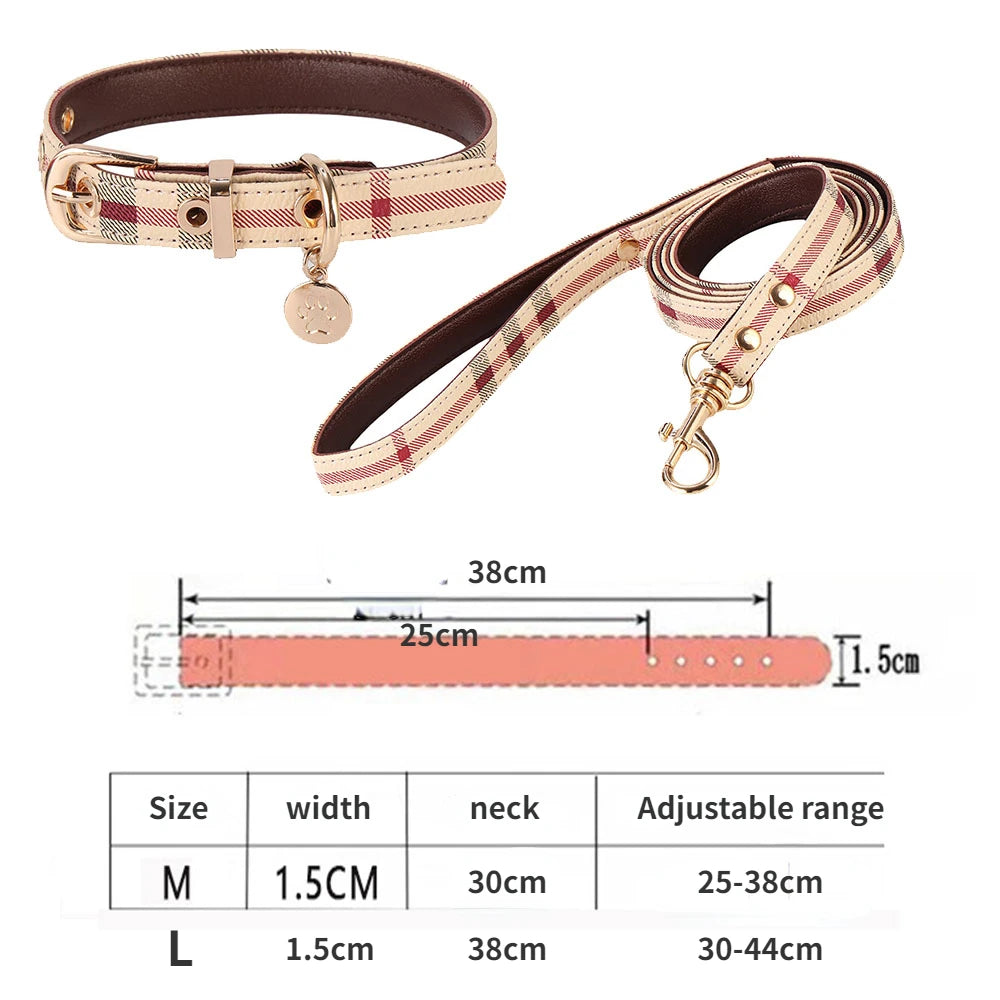 Plaid Print Collar & Leash Set