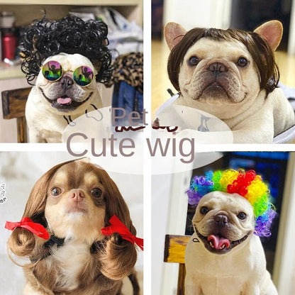 Pet Wigs Cosplay Props Dog Cat Cross-Dressing Hair Set Photography