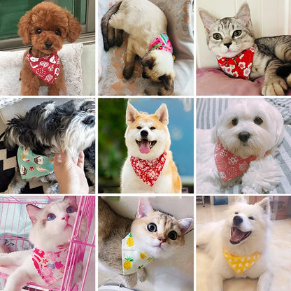 Adjustable Dog Bandanas Print Pet Neck Scarf Washable Dog Collar Cat