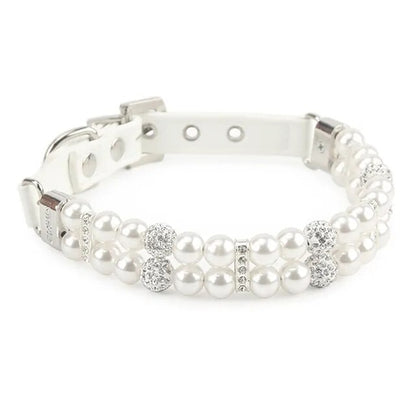 Artificial Pearl Collar with Rhinestone & PU Leather for dogs or cats