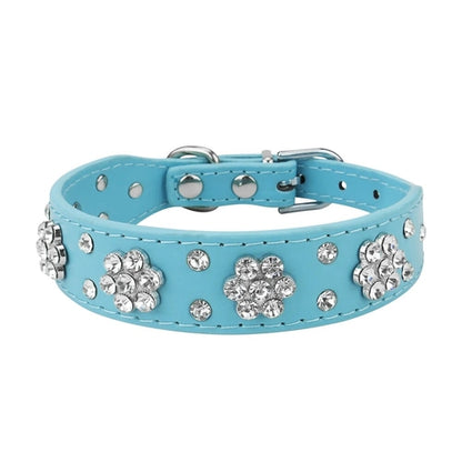 Rhinestone Adjustable Leather Collar