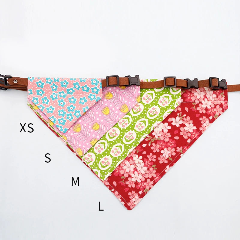 Adjustable Dog Bandanas Print Pet Neck Scarf Washable Dog Collar Cat