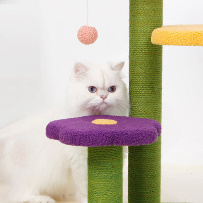 Flower Cat Tree Sisal Covered Scratching Post Climbing Scratcher Tower